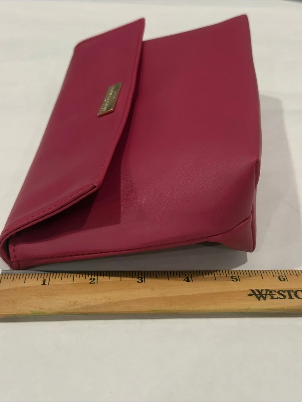 Salvatore Ferragamo Fuchsia. Faux Leather Cosmetic Case with Gold Plaque